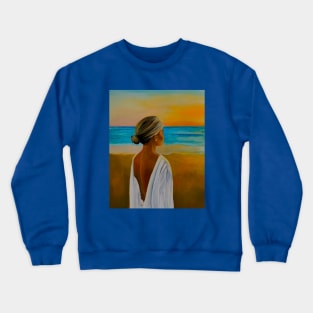 Woman at the beach Crewneck Sweatshirt